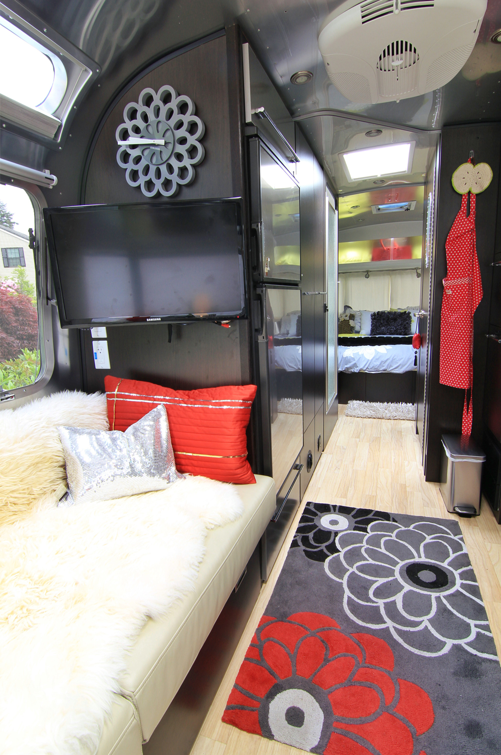 A View of the Airstream inside facing the bedroom