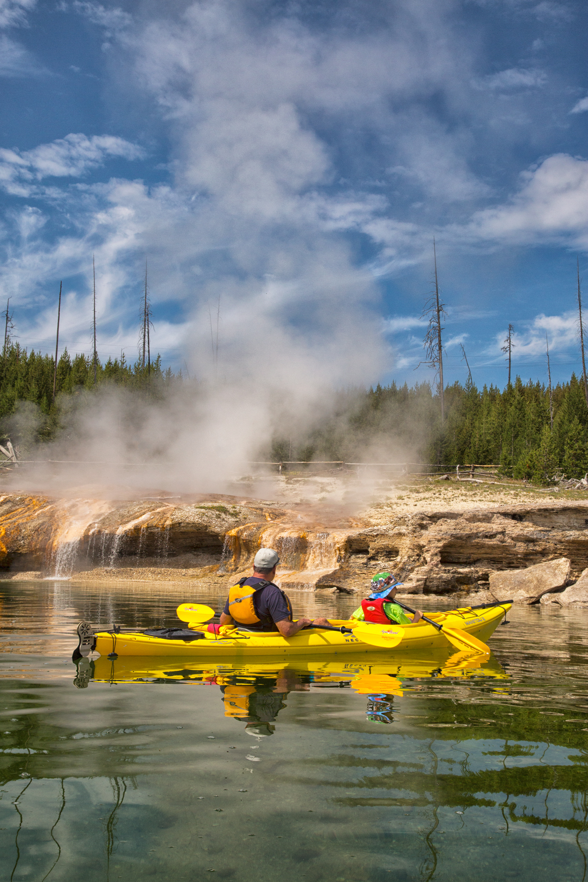 Kayak to Geysers in Yellowstone National Park