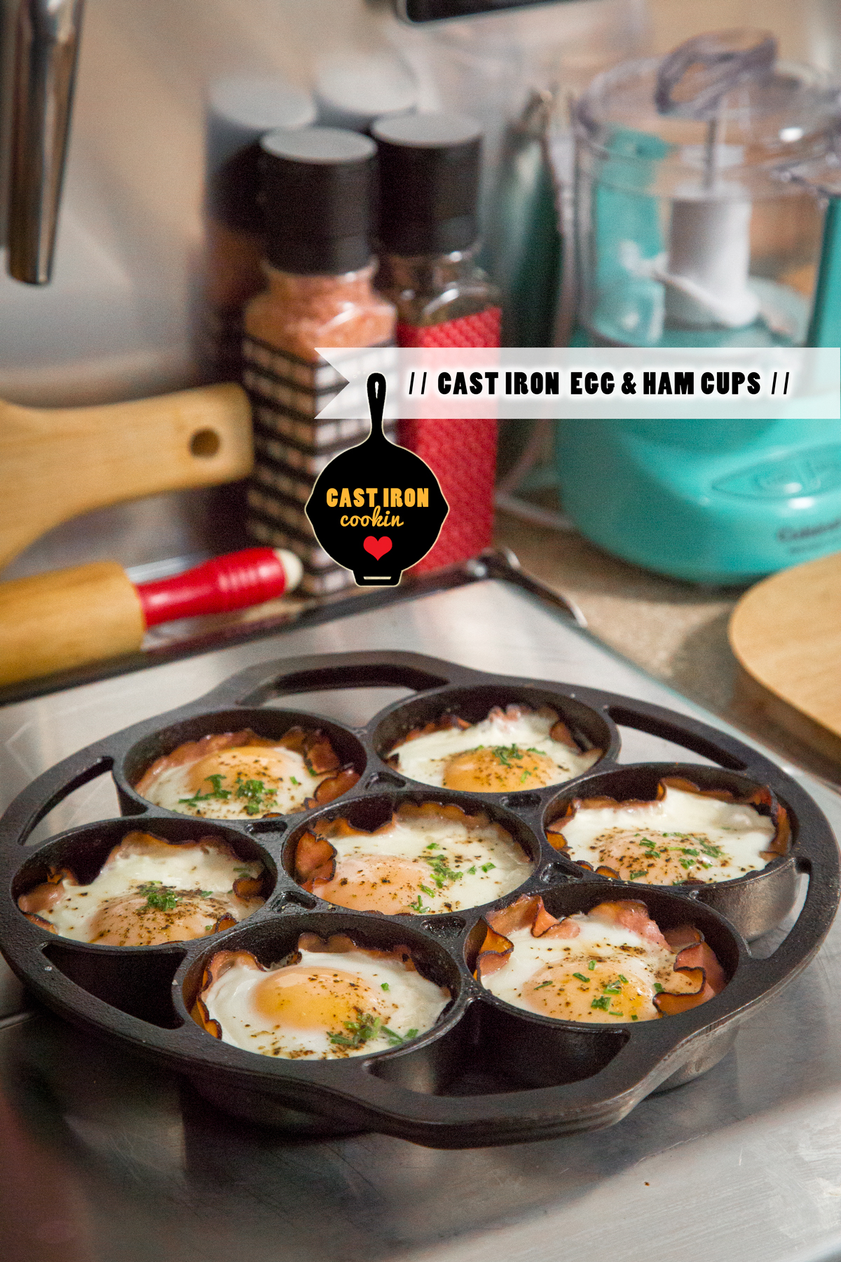 Cast Iron Eggs in the Airstream Kitchen via J5MM.com