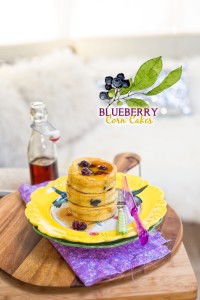 Blueberry Corn Cakes with Maple Syrup